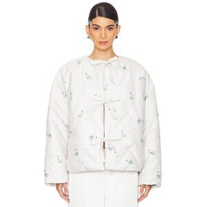 Sleeper Ukiyo Tie Front Puffer Jacket Flower Print Womens Size XS